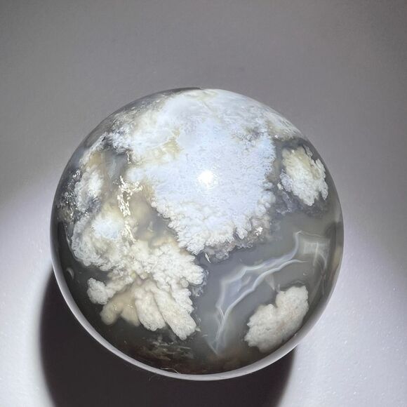 Black Flower Agate‎ Sphere (1) - Picture 7 of 10